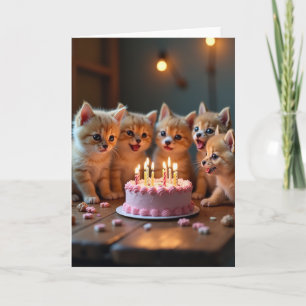 Kitten Birthday Pink Cake Card