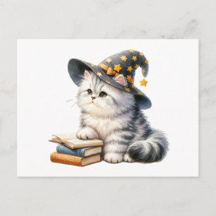 Kitten Book Cat Witch Hello Love Thinking of You Postcard