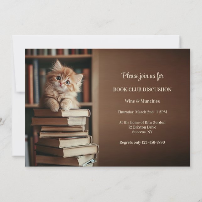 Kitten Book Club Discussion Invitation (Front)