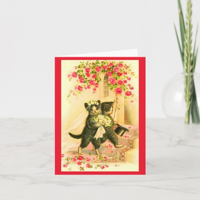 kitten bride and groom wedding invitation (Front)