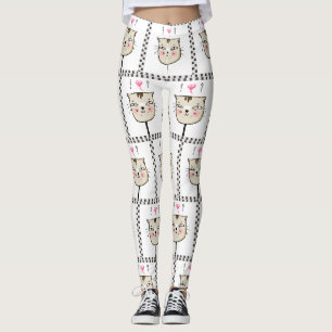 Kitten/Cat and hearts leggings