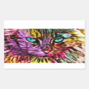 Kitten Cat Artsy Design Rectangular Sticker