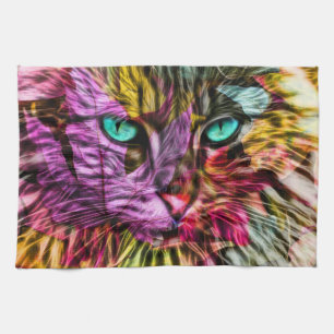Kitten Cat Artsy Design Tea Towel