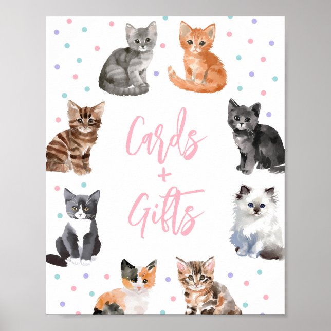 Kitten Cat Birthday Cards and Gifts Sign (Front)
