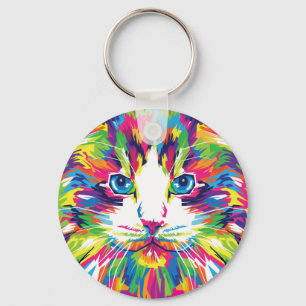 Kitten Cat Face Prismatic Design-21908 Key Ring