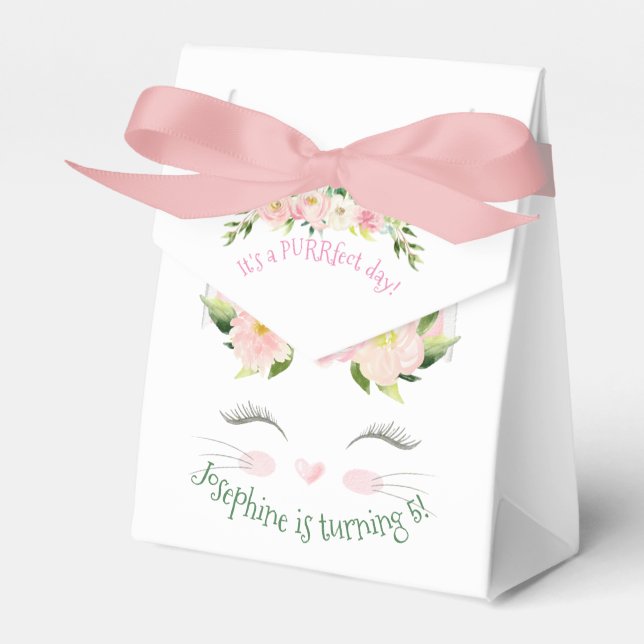 Kitten Cat Kitty Birthday Floral Favour Box (Front Side)