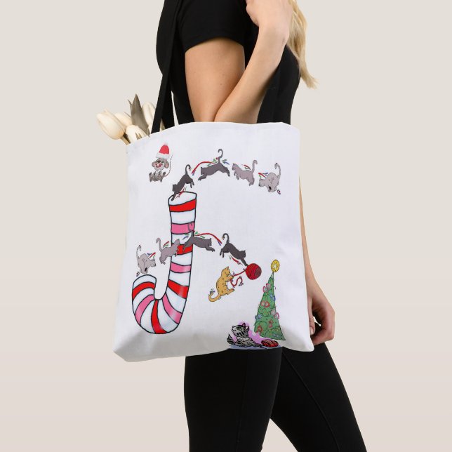 Kitten Cat Meow Mice Christmas Women's Tote Bags (Close Up)