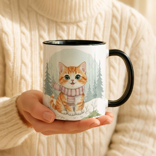 Kitten Cat Mug, Watercolor Cat Lover Gift Mug