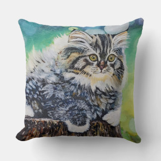Kitten Cat Painting Throw Pillow
