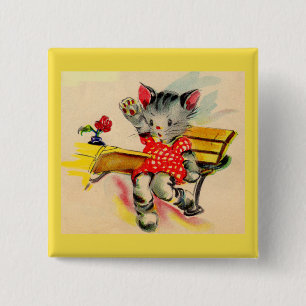 kitten cat student 15 cm square badge