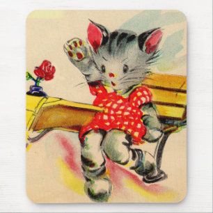 kitten cat student mouse mat