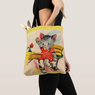kitten cat student tote bag