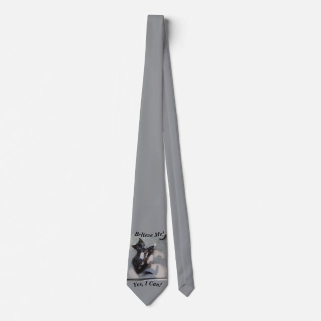 Kitten Catching Mouse Customisable Cat Photo Fun  Tie (Front)
