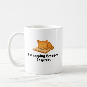 Kitten Catnapping Between Chapters, Cat Lover Coffee Mug