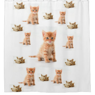kitten children's shower curtain white