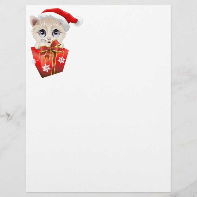 Kitten Christmas Santa with Gift (Front)