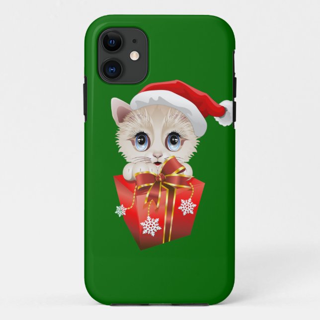 Kitten Christmas Santa with Gift Case-Mate iPhone Case (Back)