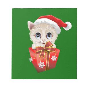Kitten Christmas Santa with Gift Notepad