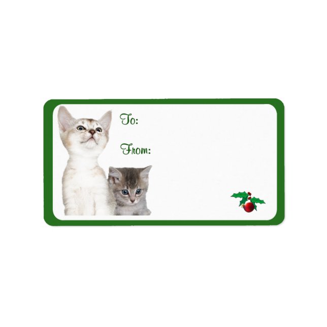 Kitten Christmas Wishes Gift Tag Stickers #2 (Front)