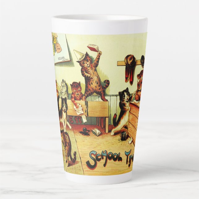 Kitten Classroom Chaos Louis Wain Latte Mug (Front)
