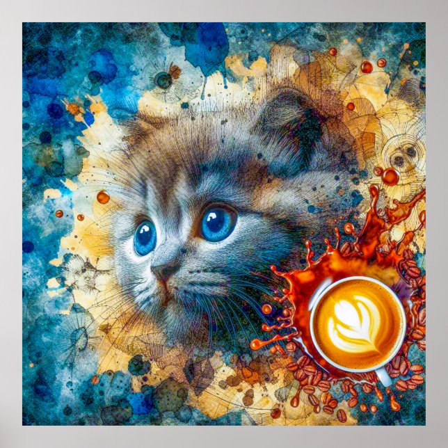 Kitten, Coffee and Dreams Poster (Front)