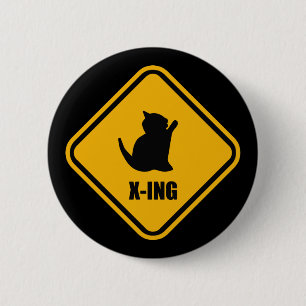 Kitten Crossing Cat Lover Street Sign 6 Cm Round Badge
