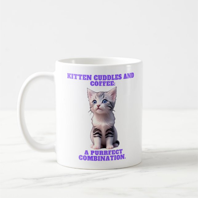 Kitten Cuddles and Coffee Mug. Mug (Left)