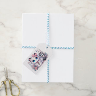 Kitten Cuteness Overload: Sparkling-Eyed Cat & dog Gift Tags