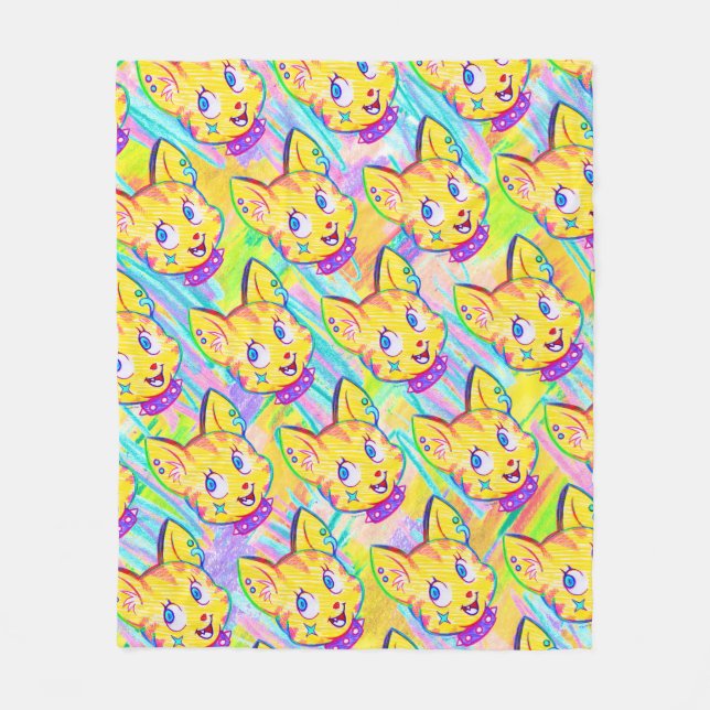 Kitten Doodle  Fleece Blanket (Front)