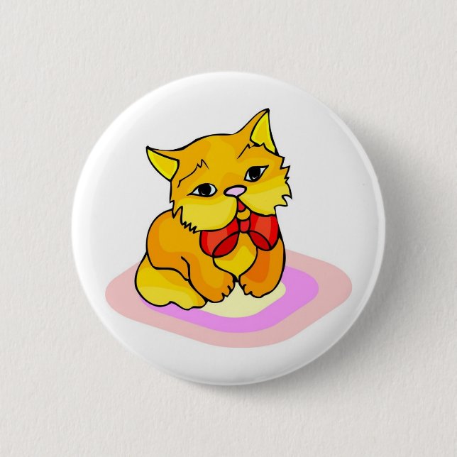 Kitten Drawing 6 Cm Round Badge (Front)