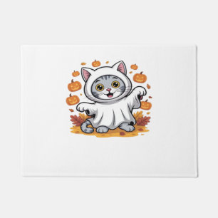 Kitten dressed as a ghost for Halloween Classic T- Doormat