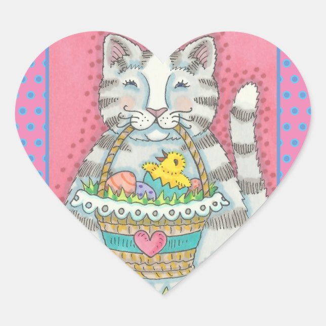 KITTEN &  EASTER EGG BASKET, CAT STICKERS Sheet (Front)