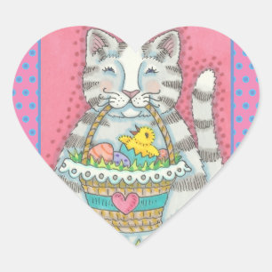 KITTEN &  EASTER EGG BASKET, CAT STICKERS Sheet