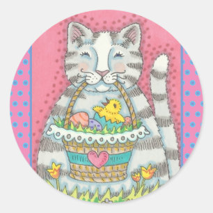 KITTEN & EASTER EGG BASKET, CAT STICKERS Sheet
