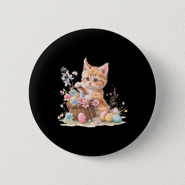 Kitten Easter Kitten Eggs Artwork  6 Cm Round Badge (Front)