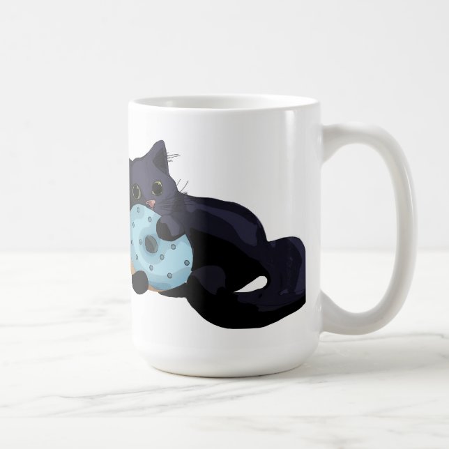 Kitten Eating Doughnut Mug (Right)
