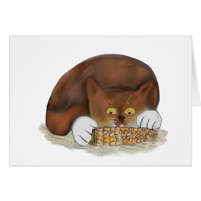 Kitten Enjoys Eating Corn on the Cob (Front Horizontal)