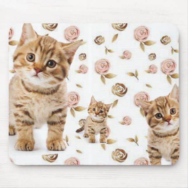 Kitten Floral Mouse Pad! Mouse Mat (Front)