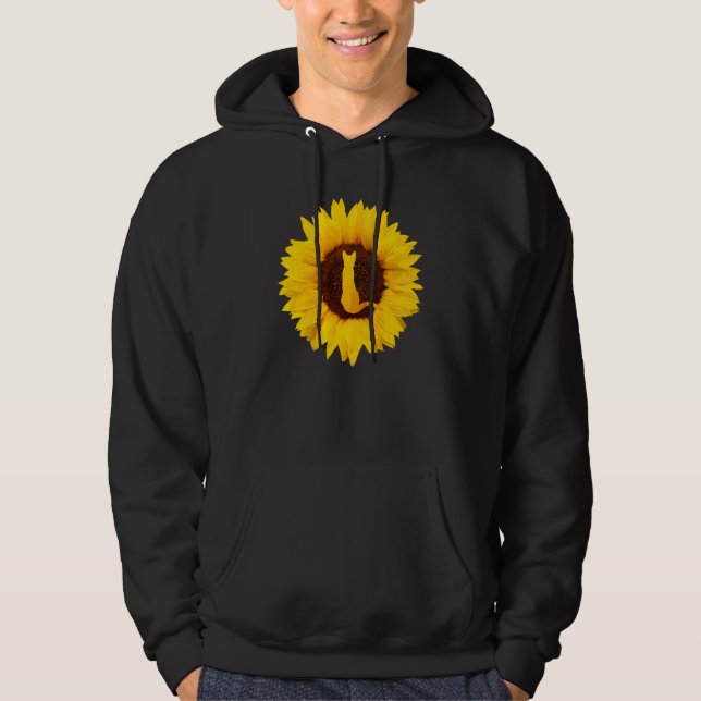 Kitten For Women Men Kitty Cat Sunflower Hoodie (Front)