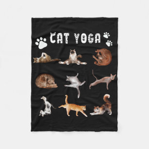 Kitten Funny Cat Lover Yoga Poses Men Women Fleece Blanket