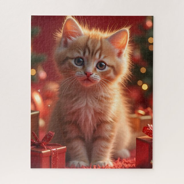 KITTEN GINGER CAT CHRISTMAS JIGSAW PUZZLE (Vertical)