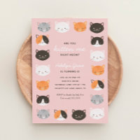 Kitten Girl Birthday Party Invitation
