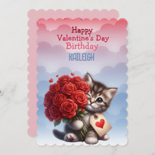 Kitten Heart Birthday Valentine's Day Holiday Card
