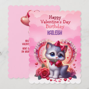 Kitten Heart Birthday Valentine's Day Holiday Card