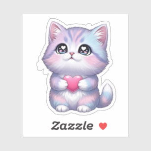 Kitten Heart Sticker Kawaii Cute Love Cat Cartoon