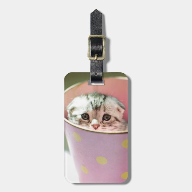 Kitten Hiding Luggage Tag (Front Vertical)