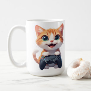 Kitten Holding Game Controller Smiling Gamer Cat I Coffee Mug