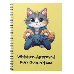Kitten Holding Game Controller Smiling Gamer Cat Notebook