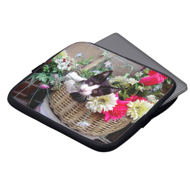 Kitten in a Basket Laptop Sleeve (Front Top)