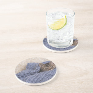 Kitten in a blanket coaster